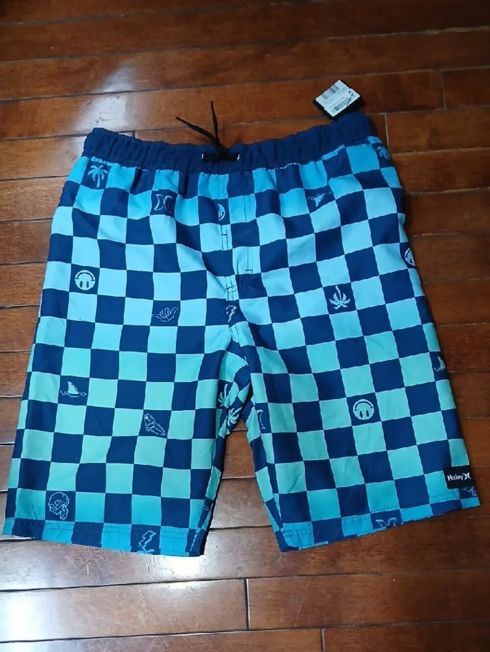Hurley Boys Blue Checkerboard Swim Trunks